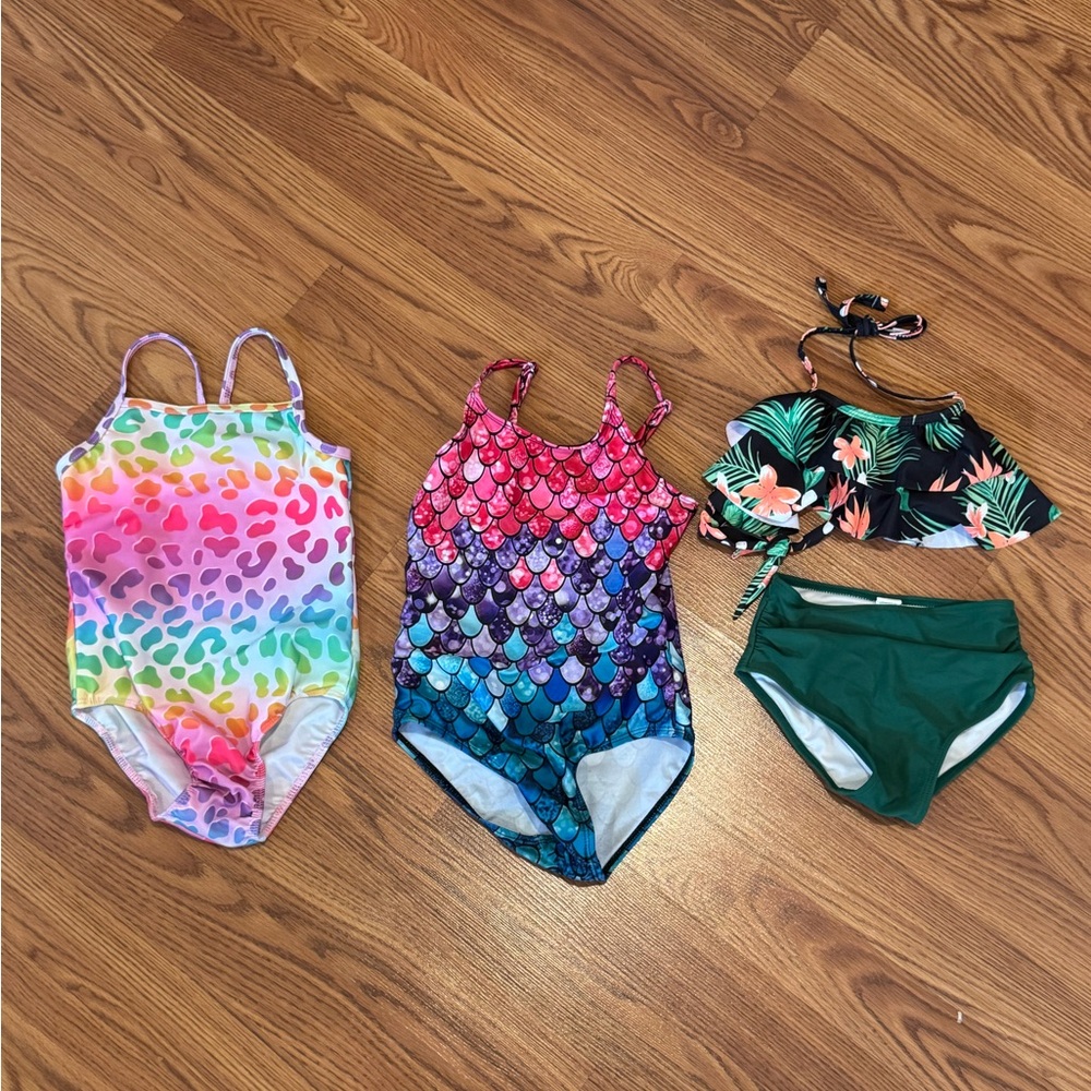 3 Colorful Kids Swimsuit Sets - Size 5/6